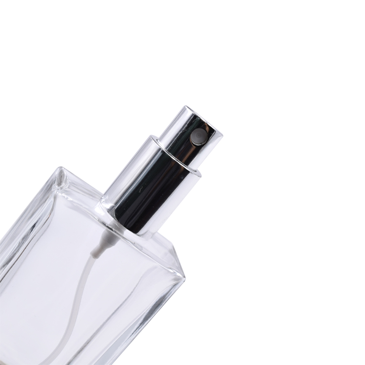 Men simple rectangular perfume glass bottle 50 ml screw neck fragrance perfume glass bottle