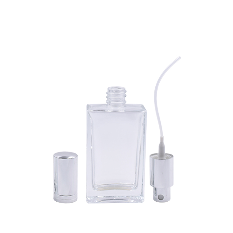 Men simple rectangular perfume glass bottle 50 ml screw neck fragrance perfume glass bottle