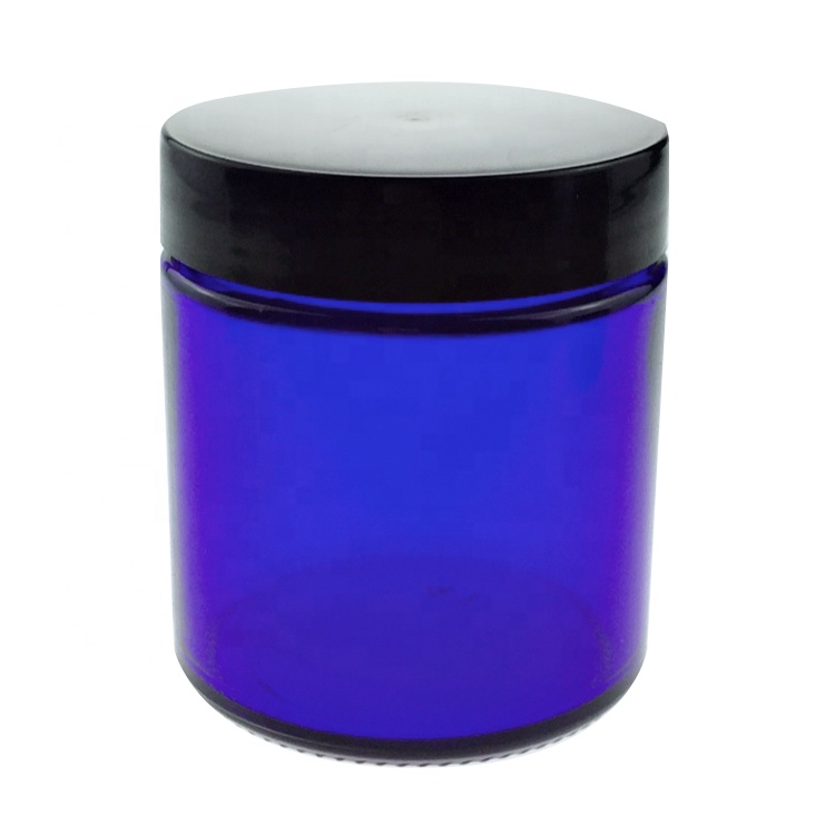 Menbank  4OZ/120ml Blue Glass Bath Salt Candle Jar Container with Screw UV Lid