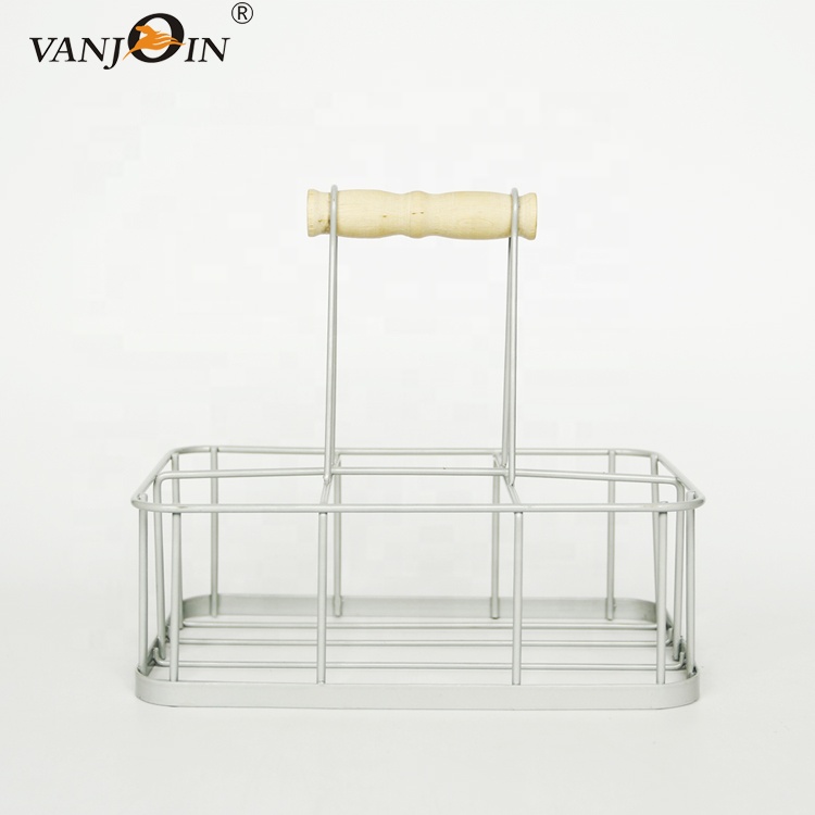 Metal Bottle Crate 300ml 500ml Small Vintage Milk Bottle With Carrier Basket