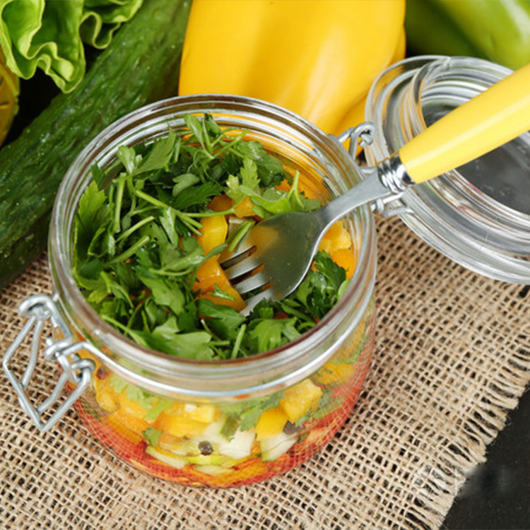 Metal Buckle Glass Storage Jars Canister With Lock Lids Clip Top Glass Jar