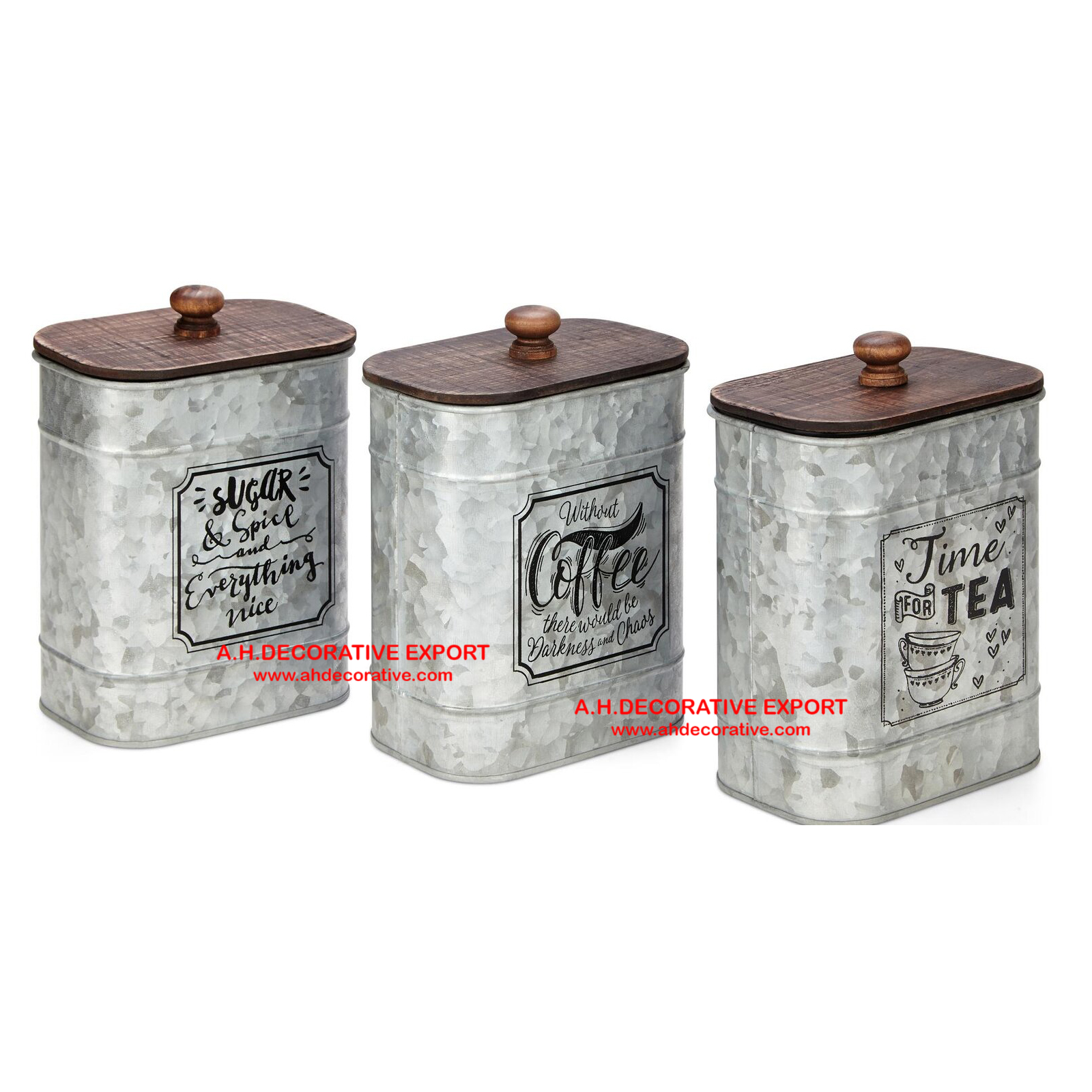 Metal Canister Sets with Copper Antique Lids