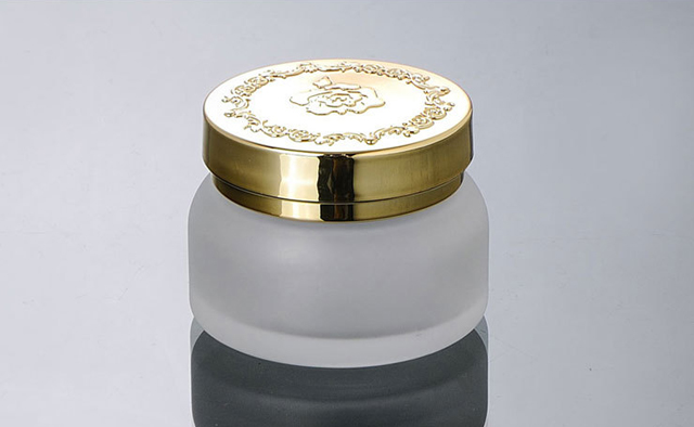 Metal Lids Decorative Frosted Glass Jars and Rose 50g Packaging Skin Care Cream Screen Printing Cosmetic Personal Care Screw Cap
