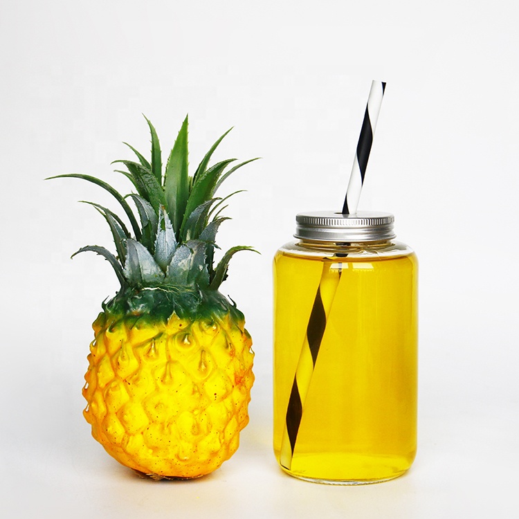 Metal Screw Cap 600ml Round Glass Jar For Drinking
