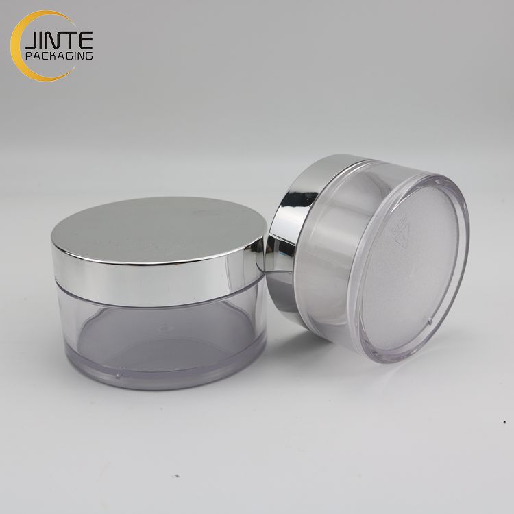 Metallic Shiny Silver Cap Natural Color Body PETG Plastic Cosmetics Jar  100ml 150ml 200ml for Body Butter