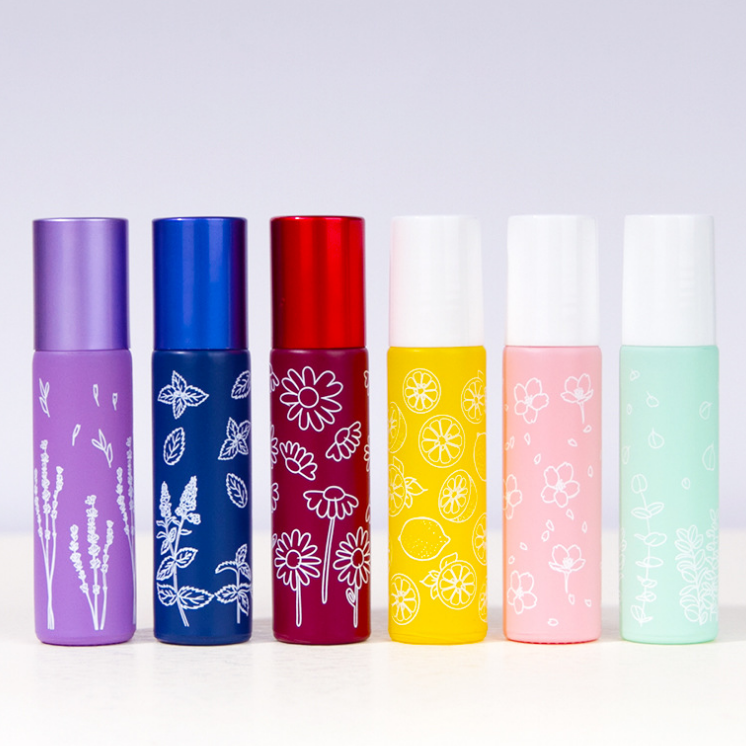 Mig pack wholesale printed 10ml glass spray roll on bottle for essential oil