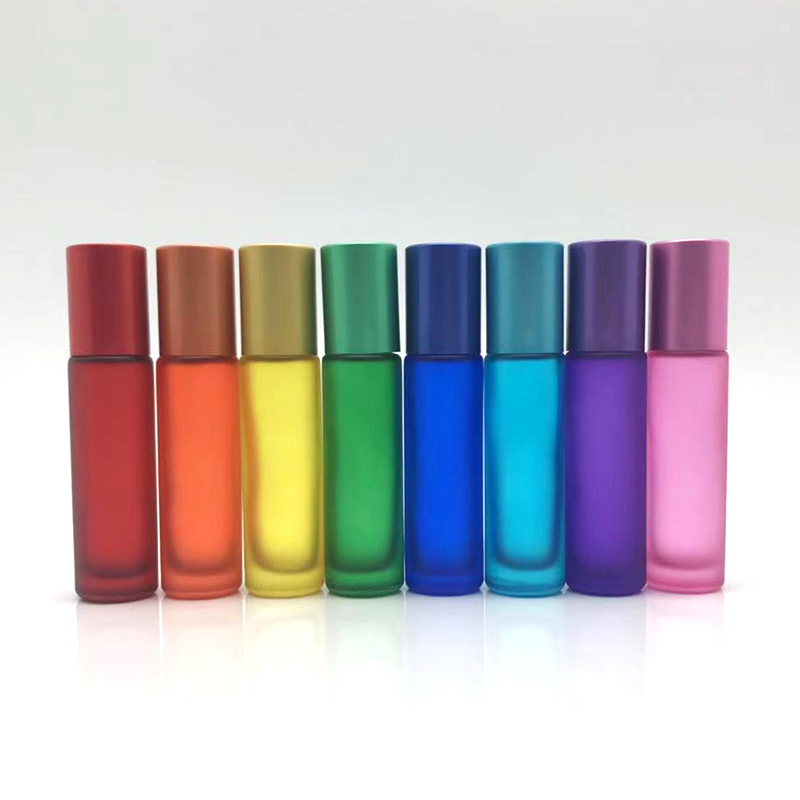 Migpack 10ml rainbow color essential oil roller on glass bottle set