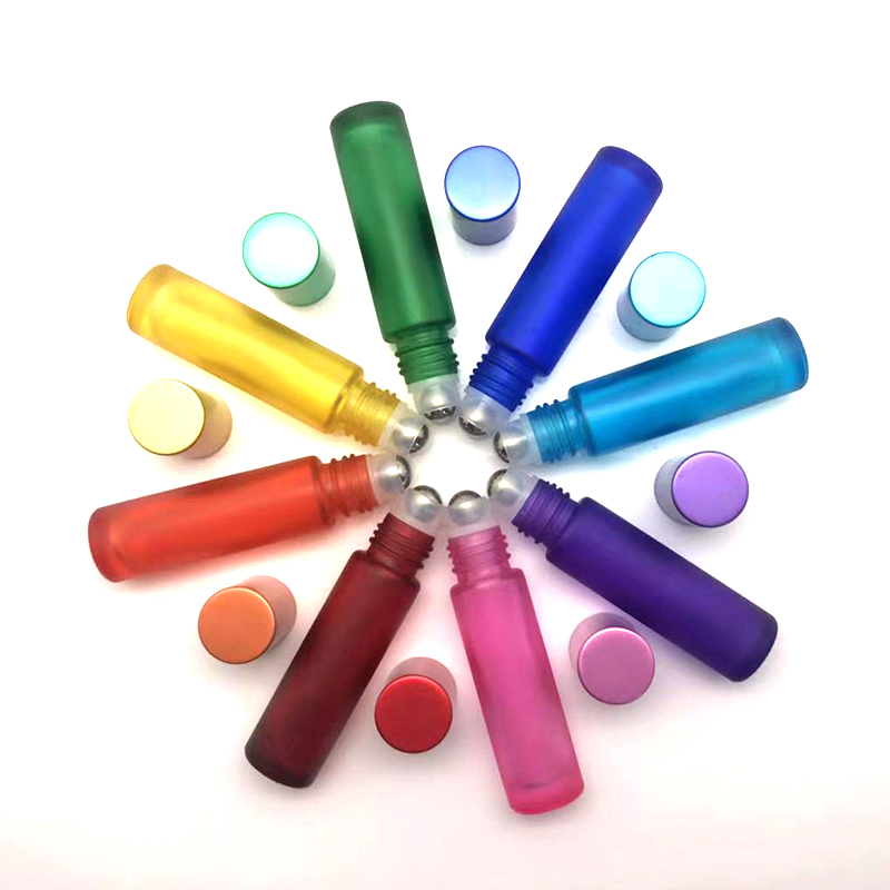 Migpack 10ml rainbow color essential oil roller on glass bottle set