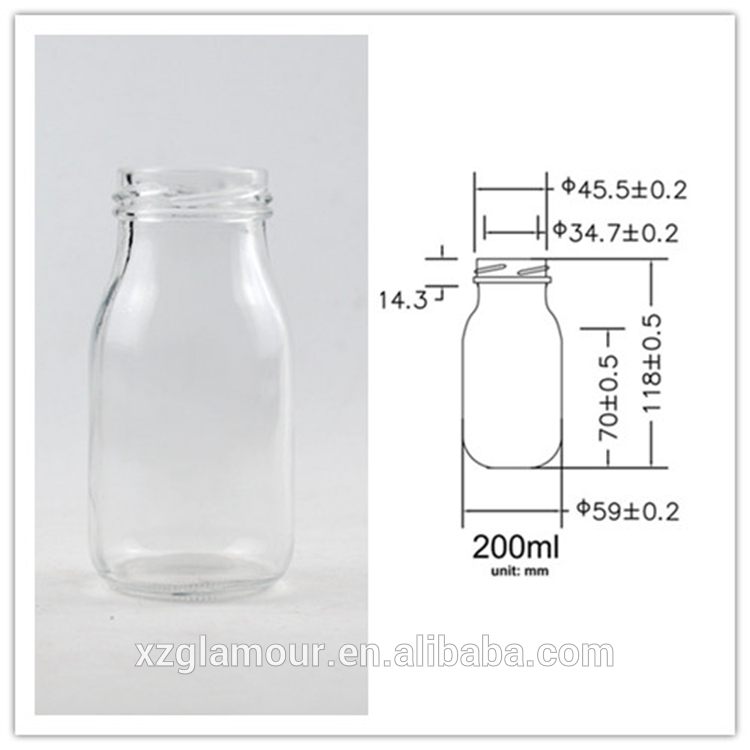 Milk Bottle Glass Juice Bottle 200ml 300ml 400ml 500ml