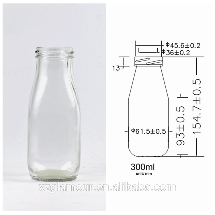 Milk Bottle Glass Juice Bottle 200ml 300ml 400ml 500ml