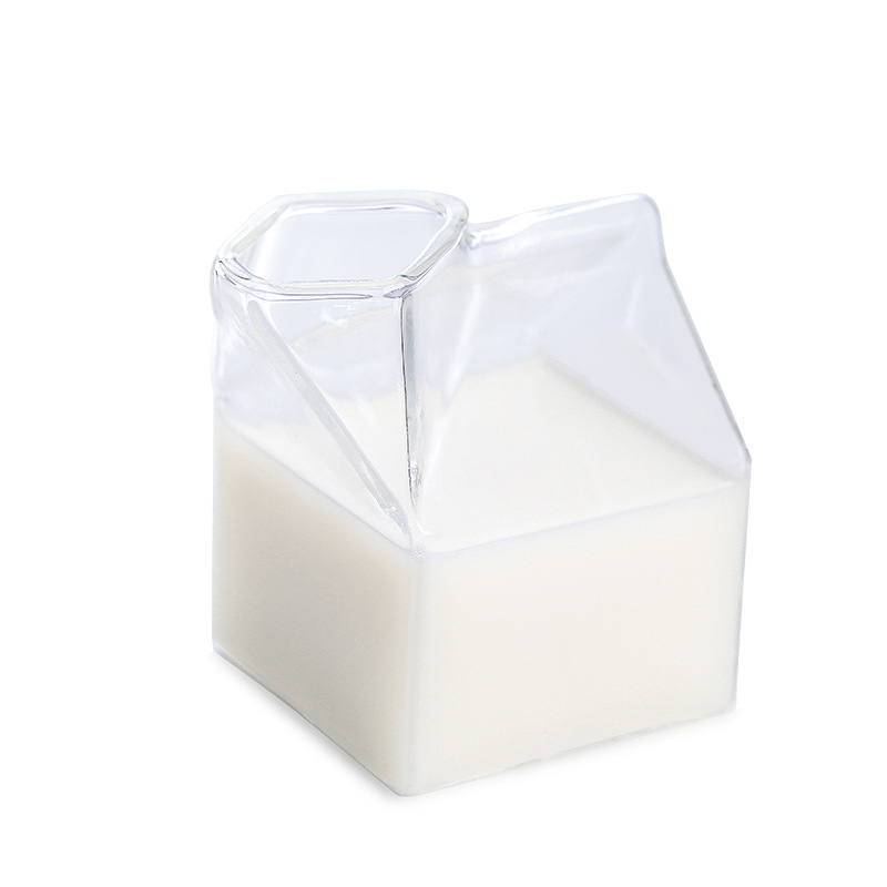 Milk Carton Water Bottle Clear Milk Carton Box Bottle Glass Juice Bottle for Outdoor Climbing Travel Environmentally Reusable