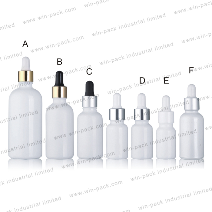 Milk white D18 glass squeeze tincture dropper bottles 10ml 15ml 20ml 30ml 50ml 100ml  with gold metal cap