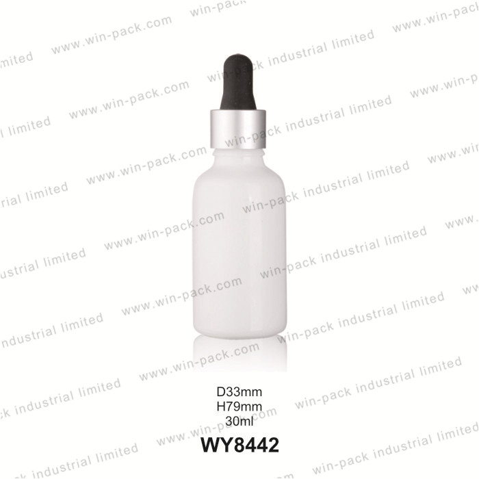 Milk white D18 glass squeeze tincture dropper bottles 10ml 15ml 20ml 30ml 50ml 100ml with gold metal cap