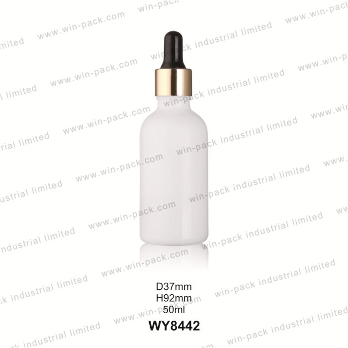 Milk white D18 glass squeeze tincture dropper bottles 10ml 15ml 20ml 30ml 50ml 100ml with gold metal cap
