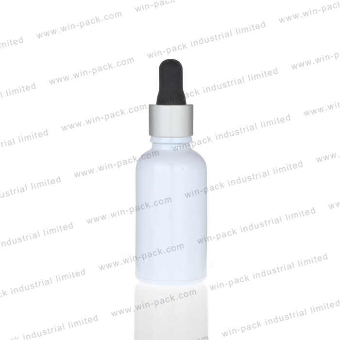 Milk white D18 glass squeeze tincture dropper bottles 10ml 15ml 20ml 30ml 50ml 100ml with gold metal cap