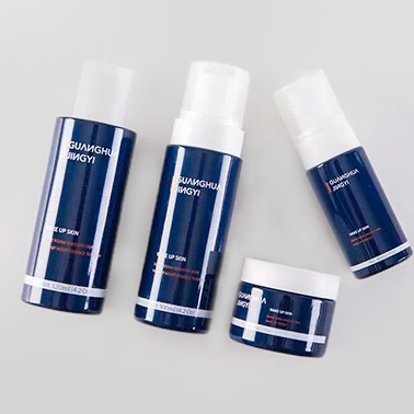 Milky white opal glass with spray color and silk screen printing for men facial skin care Lotion and serum packing