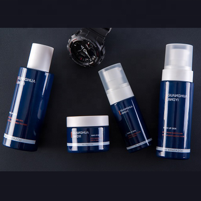 Milky white opal glass with spray color and silk screen printing for men facial skin care Lotion and serum packing