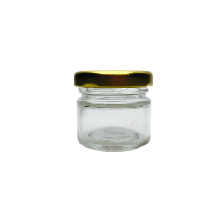 Mini 1 oz honey jar glass ,glass jar 30 gram for honey with golden lid for sale
