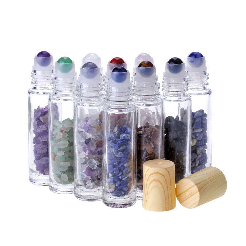 Mini 10ml wood cap perfume roll-on empty essential oil roll on glass bottle