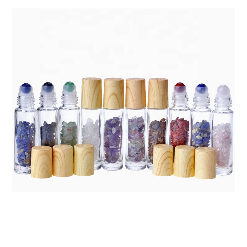 Mini 10ml wood cap perfume roll-on empty essential oil roll on glass bottle
