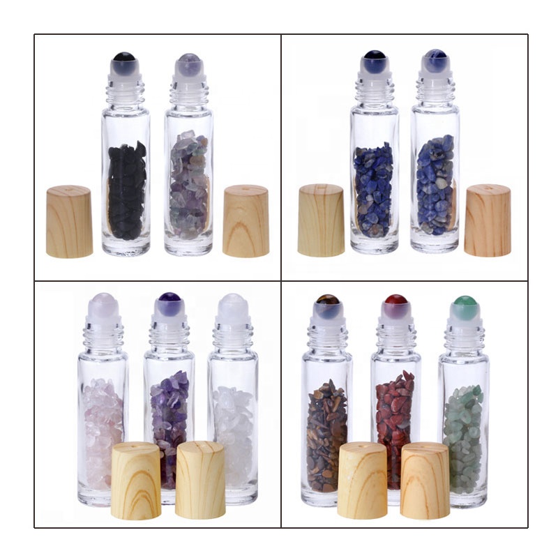 Mini 10ml wood cap perfume roll-on empty essential oil roll on glass bottle