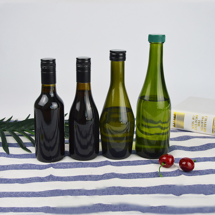 Mini 187ml 200ml 300ml brown color empty red wine glass bottle