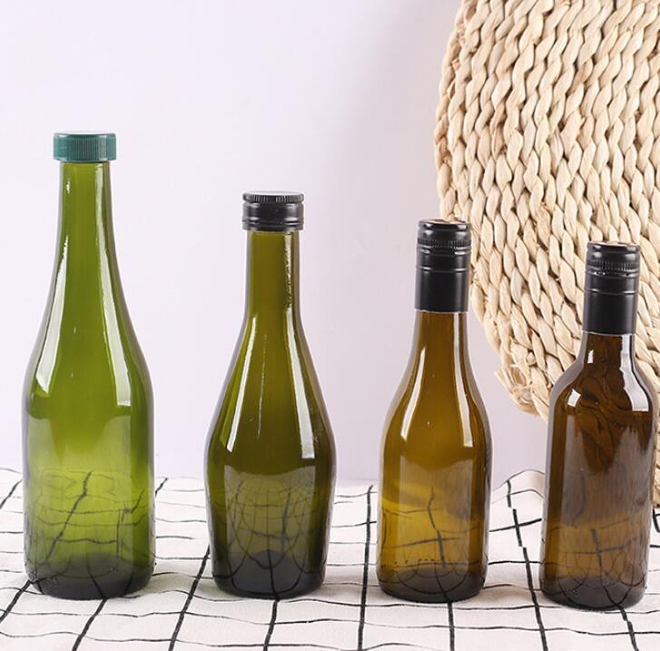 Mini 187ml 200ml 300ml brown color empty red wine glass bottle
