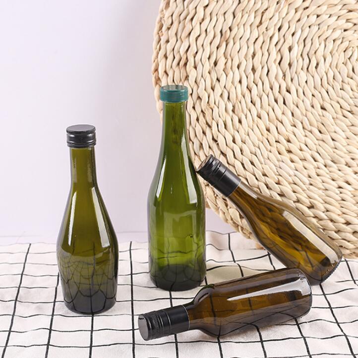 Mini 187ml 200ml 300ml brown color empty red wine glass bottle