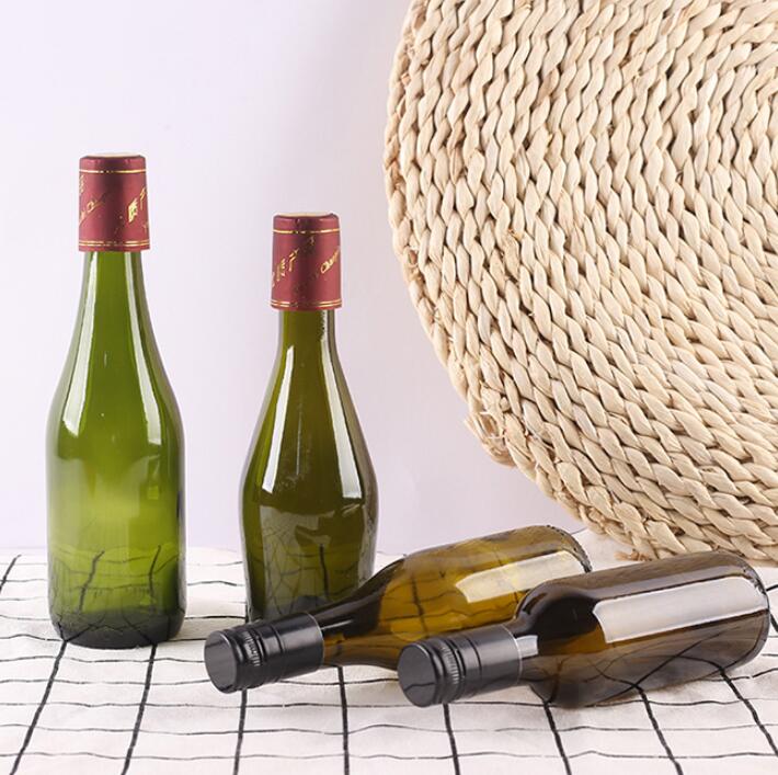 Mini 187ml 200ml 300ml brown color empty red wine glass bottle