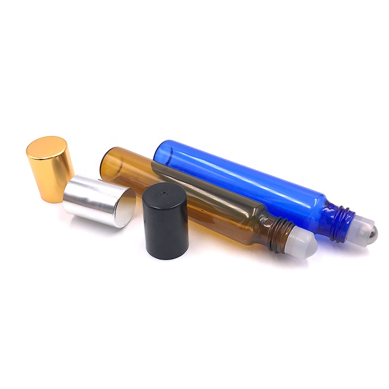 Mini 1ml 2ml 3ml 5ml Blue Tube Glass Essential Oil Sample Bottle Diffuser Perfume Oil roll on Bottle with Screw Cap