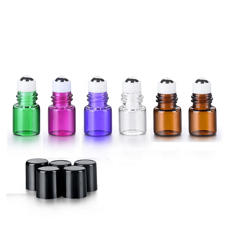 Mini 1ml 2ml 3ml Clear Empty Roller Glass Perfume Bottle Vial with Steel Ball for Essential Oil Cosmetic