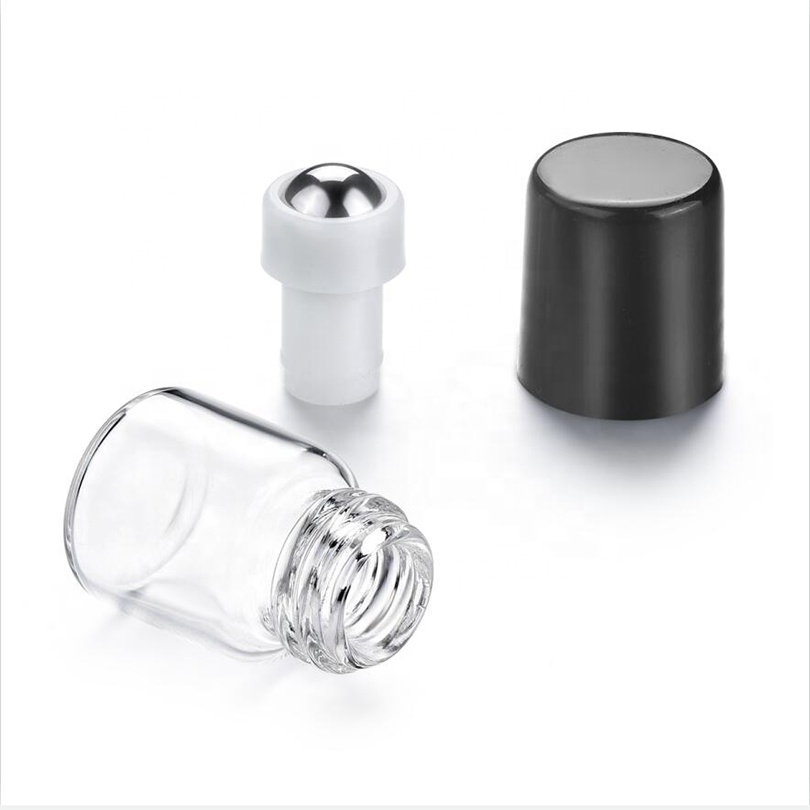 Mini 1ml 2ml 3ml Clear Empty Roller Glass Perfume Bottle Vial with Steel Ball for Essential Oil Cosmetic