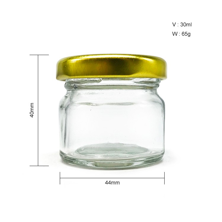 Mini 1oz 30ml Glass Honey Jar with Metal Twist Off Lid