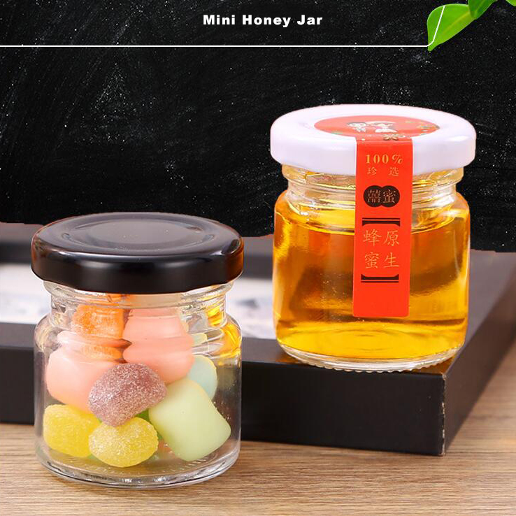 Mini 25g 50g 75g 100g custom labels jars glass honey jar with lids