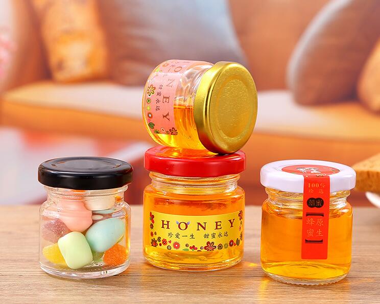 Mini 25g 50g 75g 100g custom labels jars glass honey jar with lids
