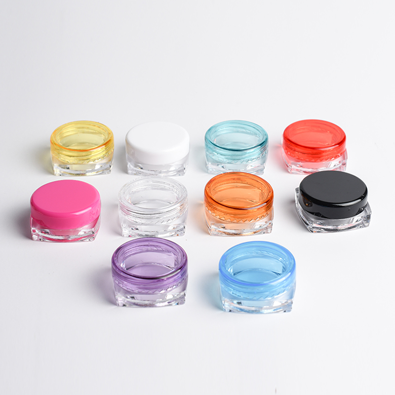 Mini 2g 3g 5g  cheap  clear plastic inregular  jar for face eye cream with plastic pink white black lid