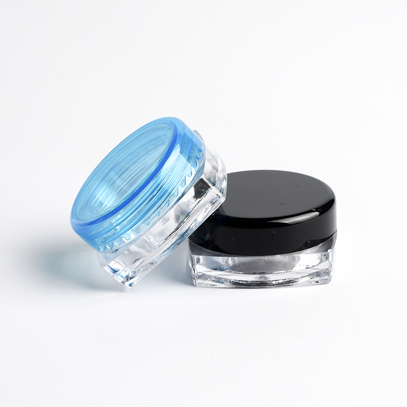 Mini 2g 3g 5g cheap clear plastic inregular jar for face eye cream with plastic pink white black lid