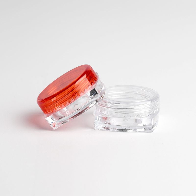 Mini 2g 3g 5g cheap clear plastic inregular jar for face eye cream with plastic pink white black lid