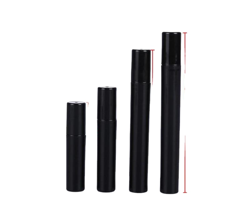 Mini 2ml 3ml 4ml 5ml Black Empty Portable Test Tube Sample Spray Bottles Crimp Plastic Perfume Pen Container with Mist Atomizers