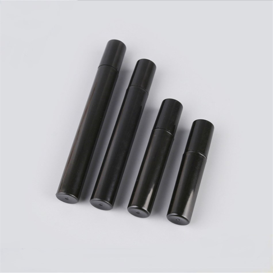 Mini 2ml 3ml 4ml 5ml Black Empty Portable Test Tube Sample Spray Bottles Crimp Plastic Perfume Pen Container with Mist Atomizers