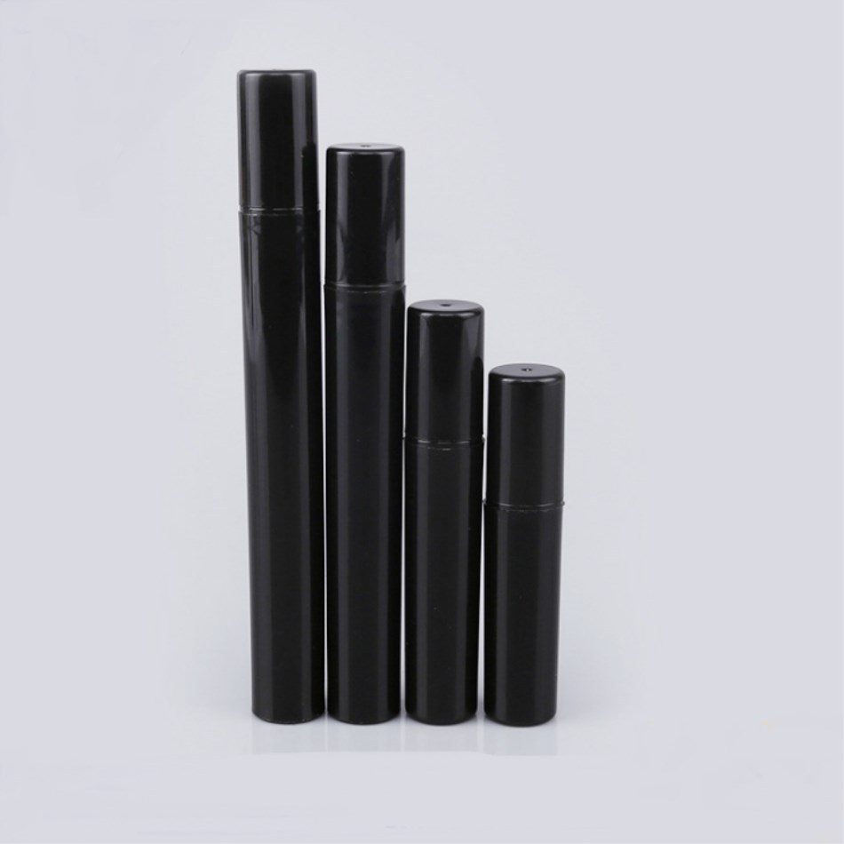 Mini 2ml 3ml 4ml 5ml Black Empty Portable Test Tube Sample Spray Bottles Crimp Plastic Perfume Pen Container with Mist Atomizers