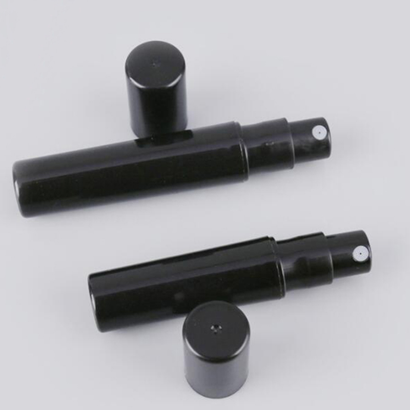 Mini 2ml 3ml 4ml 5ml Black Empty Portable Test Tube Sample Spray Bottles Crimp Plastic Perfume Pen Container with Mist Atomizers