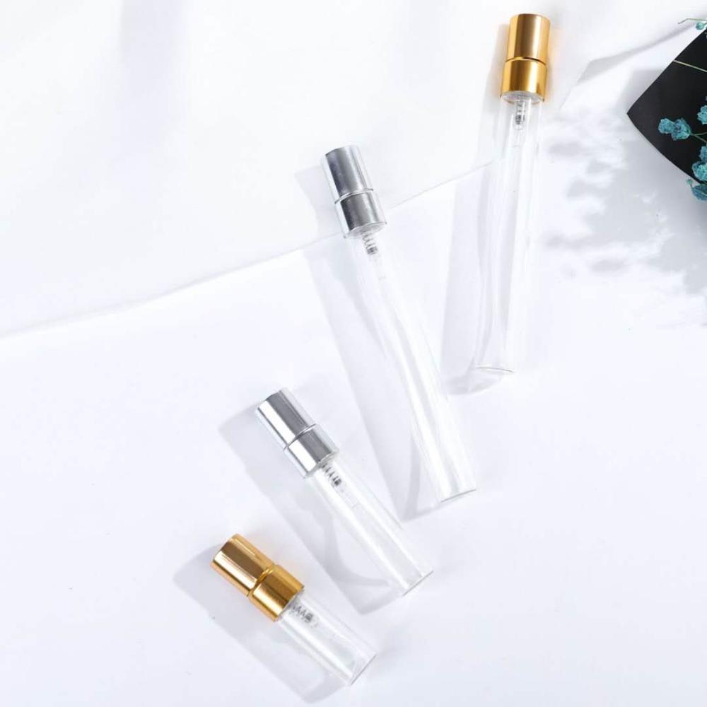 Mini 2ml 3ml 5ml 10ml Empty Refillable Portable Test Tubes Sample Bottles Glass Perfume Bottle with Aluminum Atomizers Wholesale