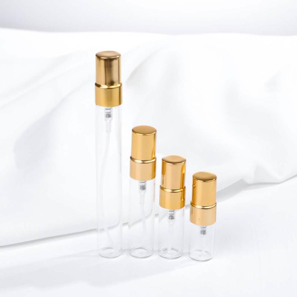 Mini 2ml 3ml 5ml 10ml Empty Refillable Portable Test Tubes Sample Bottles Glass Perfume Bottle with Aluminum Atomizers Wholesale