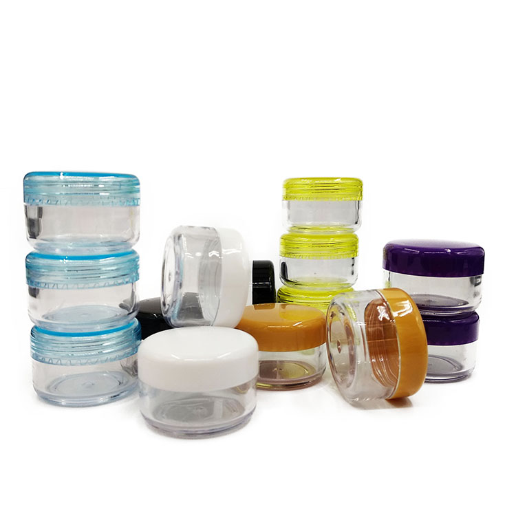 Mini 3g/5g Plastic Cosmetic Sample Jar With Colored Lid