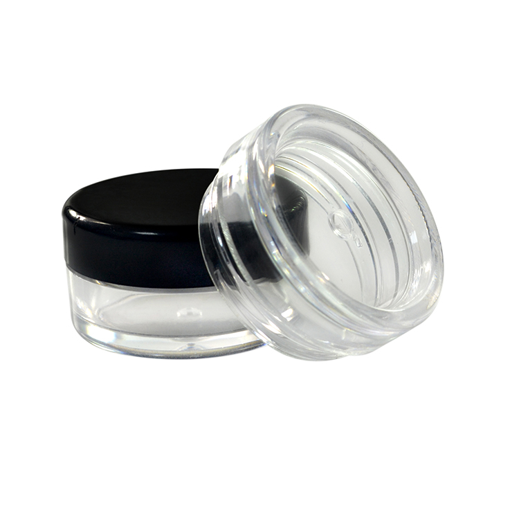 Mini 3g/5g plastic cosmetic sample jar with colored lid