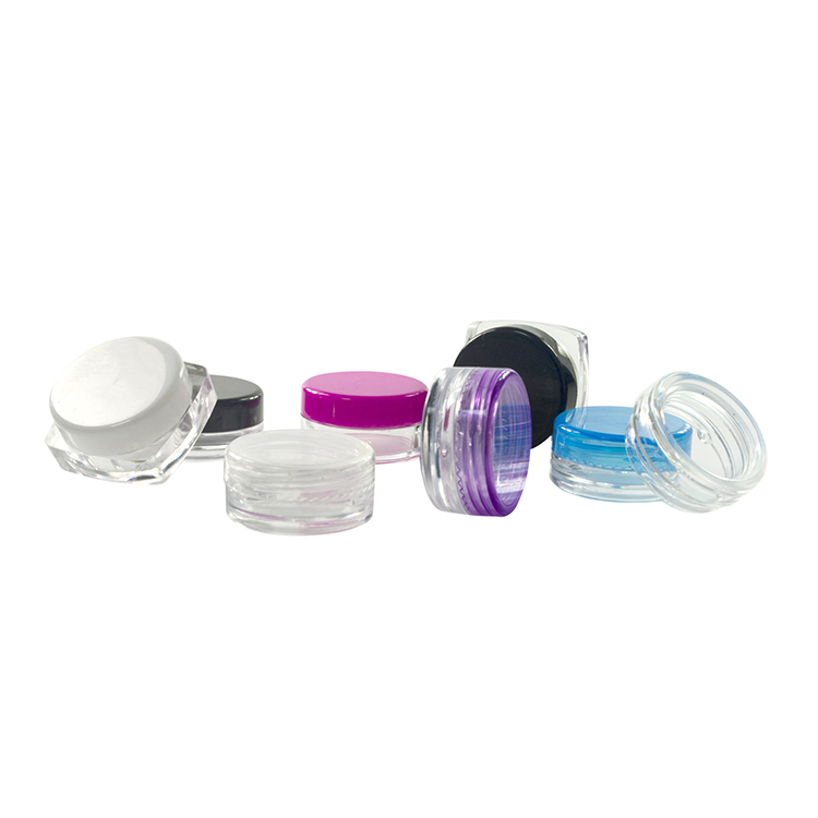 Mini 3g/5g plastic cosmetic sample jar with colored lid