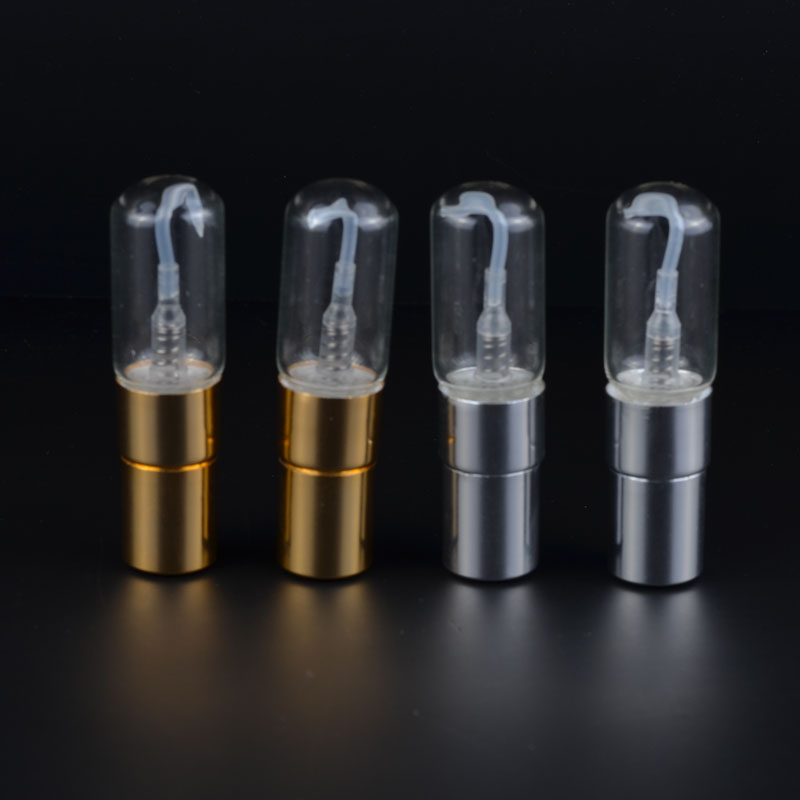 Mini 3ml glass tubular test spray vials empty refillable aluminum atomizer spray perfume bottles