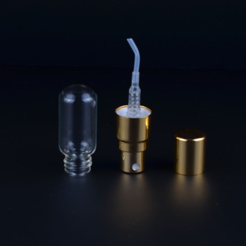 Mini 3ml glass tubular test spray vials empty refillable aluminum atomizer spray perfume bottles