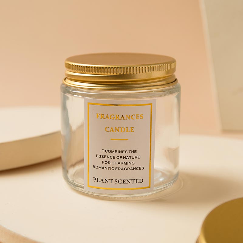 Mini 4oz Gold Metal Lid Round Label Stickers Glass Cosmetic Jar For Candle Making